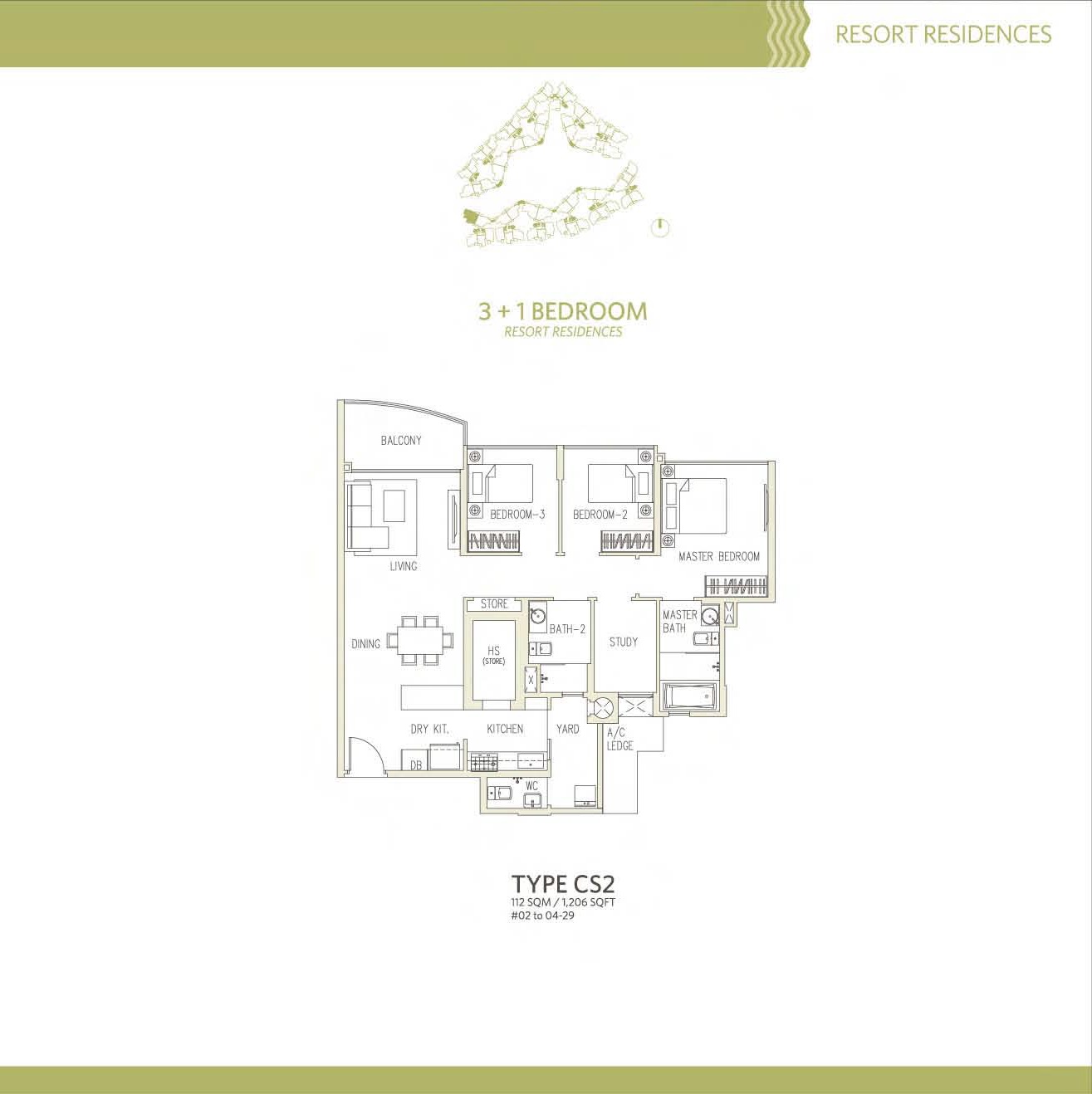 Canberra Residences 3 Bedroom + Study Floor Plans Type CS2